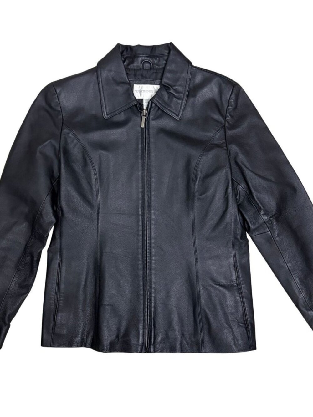 WORTHINGTON Leather Coat Designer Y2K Lined Business Casual Jacket Women Medium